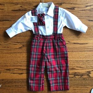 Florence Eisman Plaid Bow Tie Overall